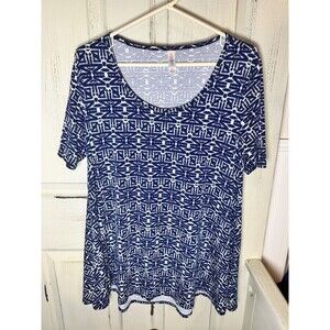 Lularoe Perfect T Sz XS Navy Aztec Design  Geometric